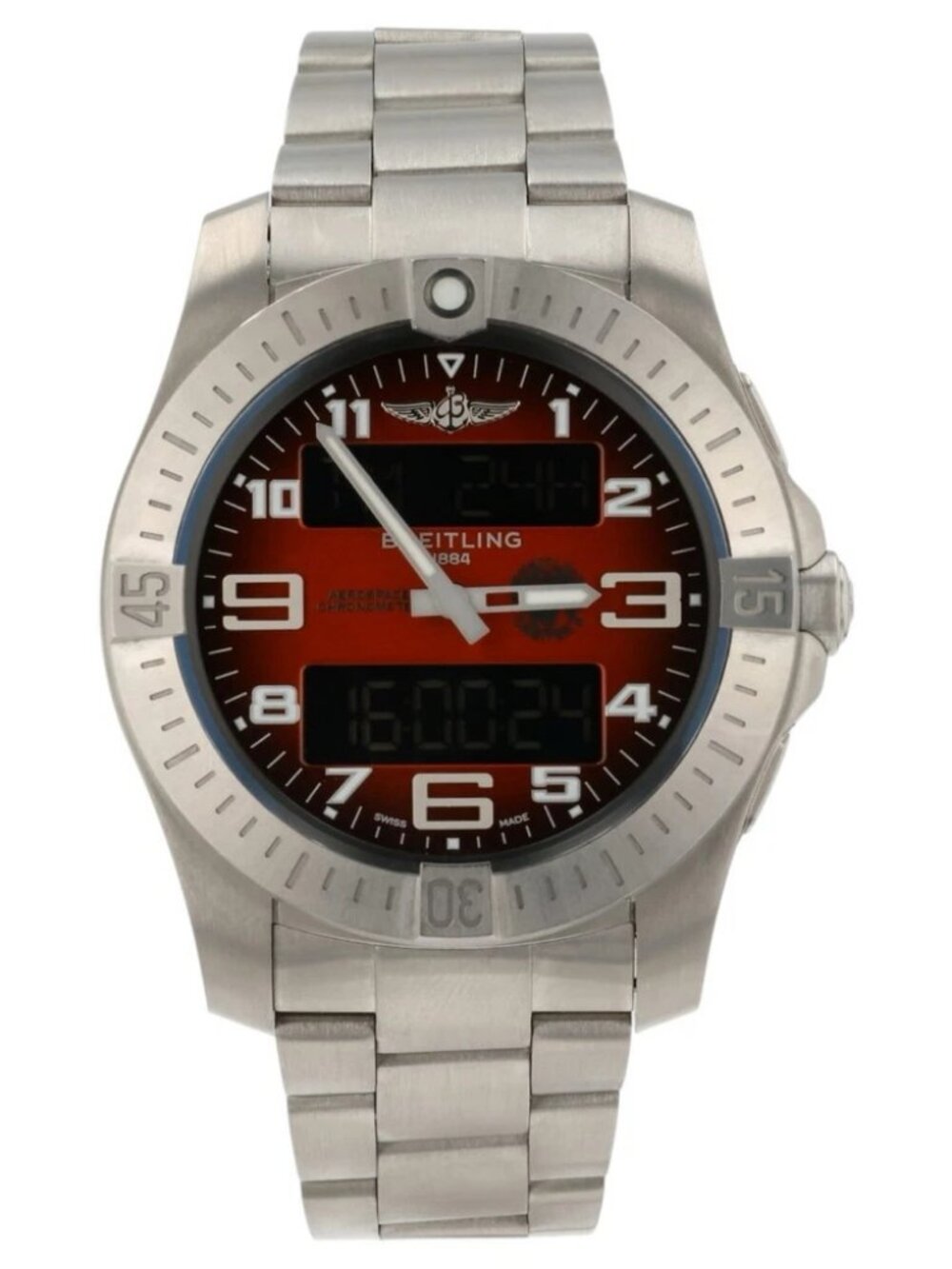 Breitling Aerospace Orange Dial Titanium 43mm Quartz Movement Mens Watch EB7010